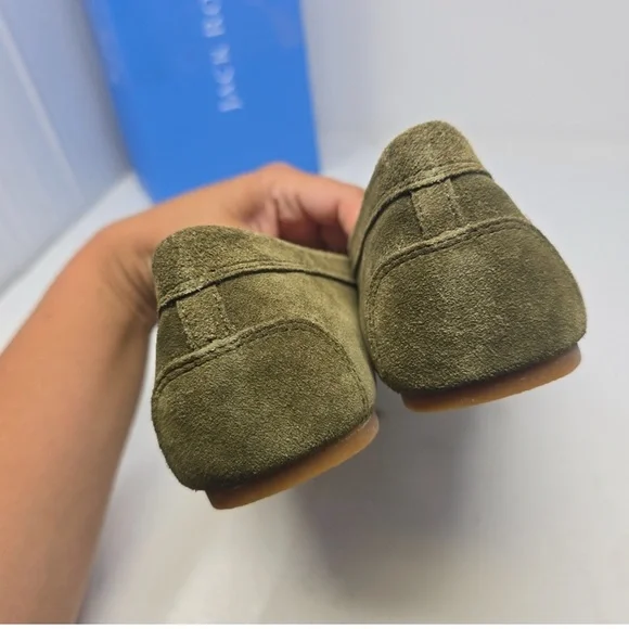 Jack Rogers Womens Size 10 Narrow Meyers Penny Moc Green Suede Loafers - Picture 5 of 9